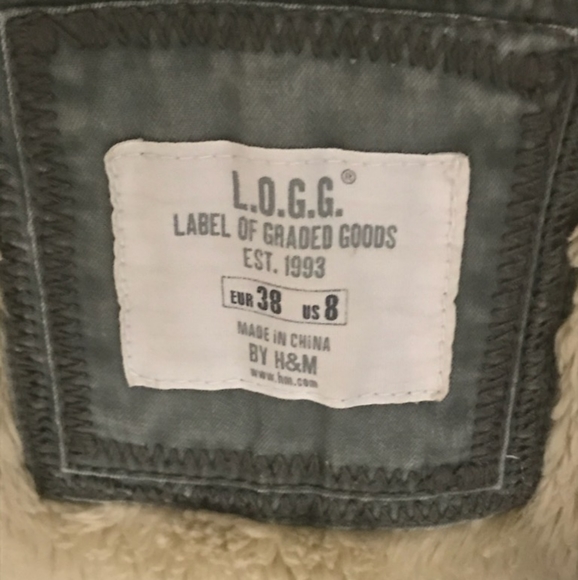 H&M LOGG Green Utility Jacket with faux fur lining - Picture 4 of 4